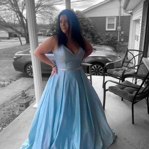 Clarisse Light Blue Prom Dress w/pockets